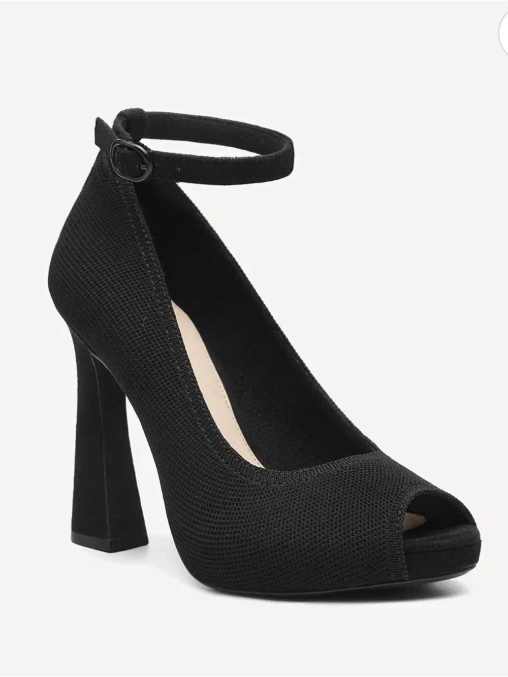 Cosy Island Women’s Black Peep-Toe Ankle Strap Heels